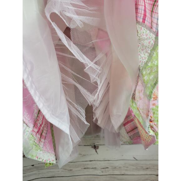 Vintage Square Dance Party Dress Patchwork Handmade Pink Green Size 14p - Picture 7 of 16